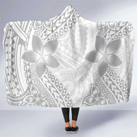 Lotu Tamaiti White Sunday Hooded Blanket Pacific Plumeria Flowers - White Version LT9 One Size White - Polynesian Pride