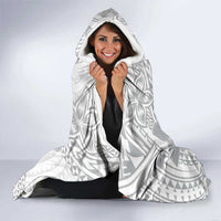 Lotu Tamaiti White Sunday Hooded Blanket Pacific Plumeria Flowers - White Version LT9 - Polynesian Pride