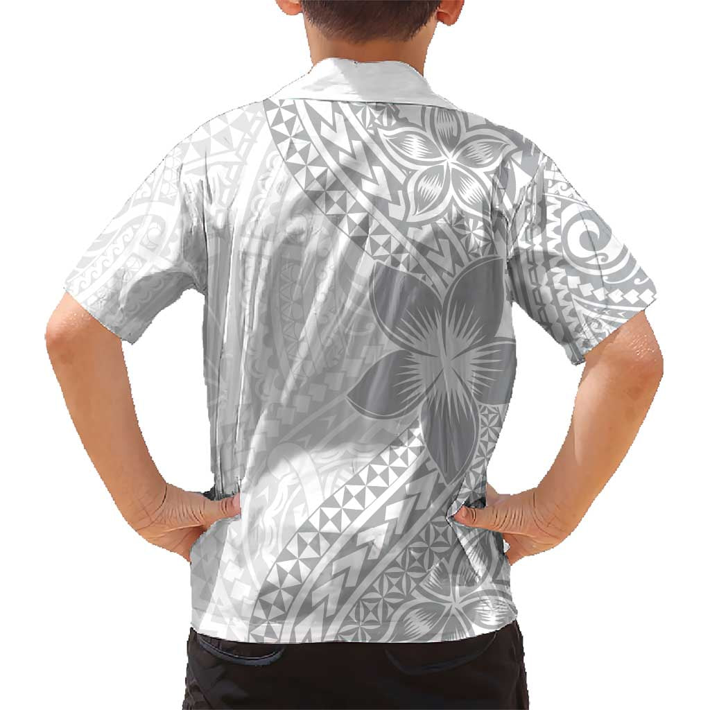 Lotu Tamaiti White Sunday Kid Hawaiian Shirt Pacific Plumeria Flowers - White Version