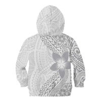 Lotu Tamaiti White Sunday Kid Hoodie Pacific Plumeria Flowers - White Version