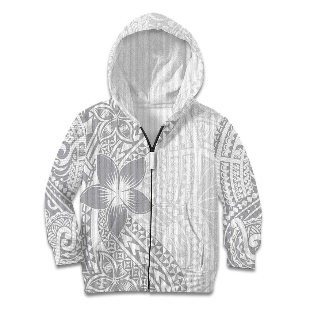 Lotu Tamaiti White Sunday Kid Hoodie Pacific Plumeria Flowers - White Version