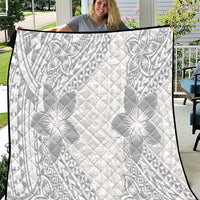 Lotu Tamaiti White Sunday Quilt Pacific Plumeria Flowers - White Version
