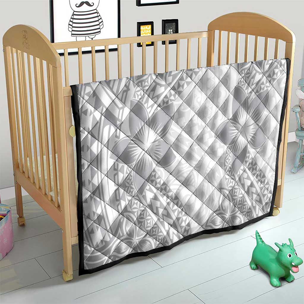 Lotu Tamaiti White Sunday Quilt Pacific Plumeria Flowers - White Version