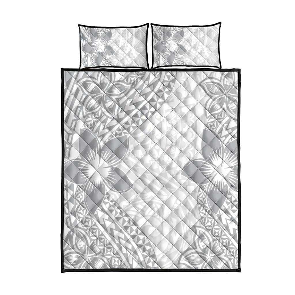 Lotu Tamaiti White Sunday Quilt Bed Set Pacific Plumeria Flowers - White Version LT9 - Polynesian Pride