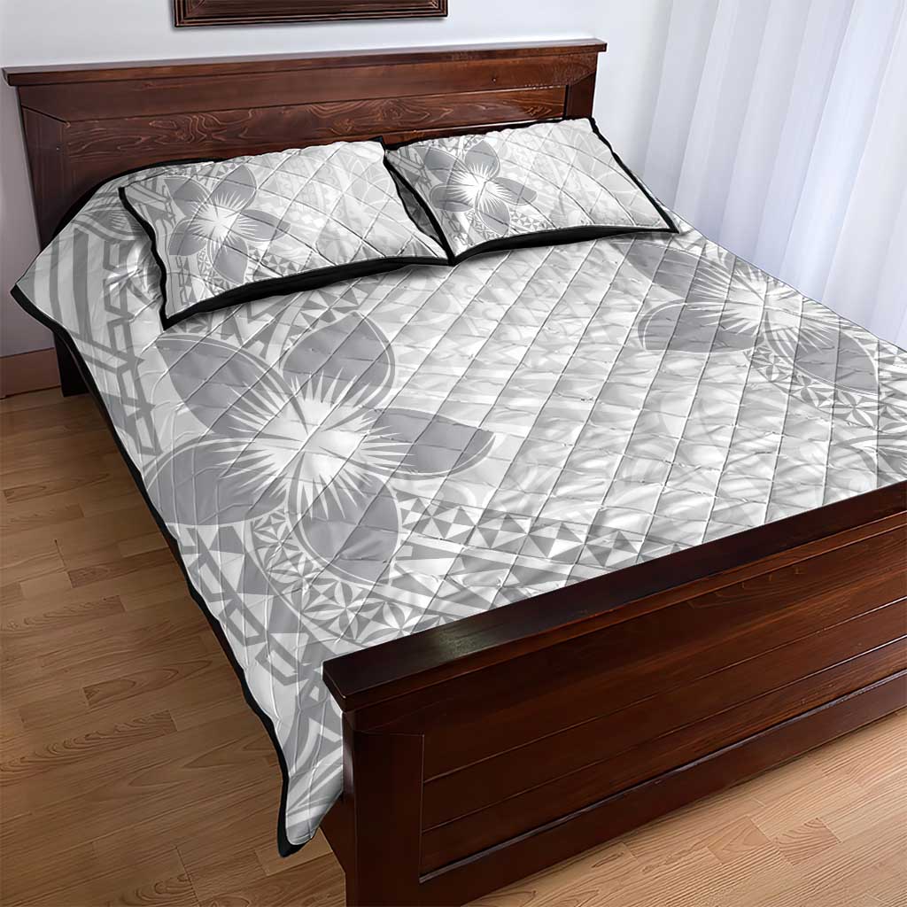 Lotu Tamaiti White Sunday Quilt Bed Set Pacific Plumeria Flowers - White Version LT9 - Polynesian Pride