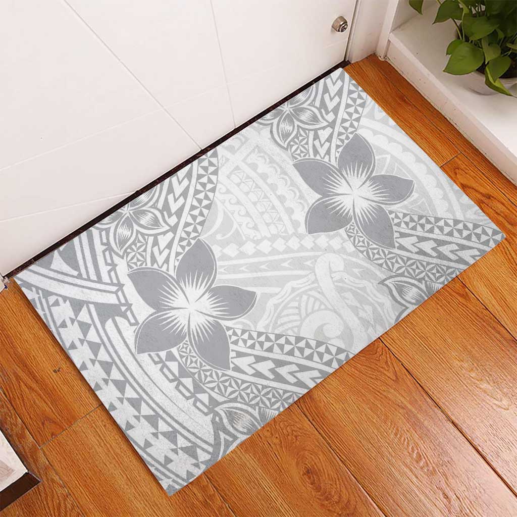 Lotu Tamaiti White Sunday Rubber Doormat Pacific Plumeria Flowers - White Version LT9 - Polynesian Pride