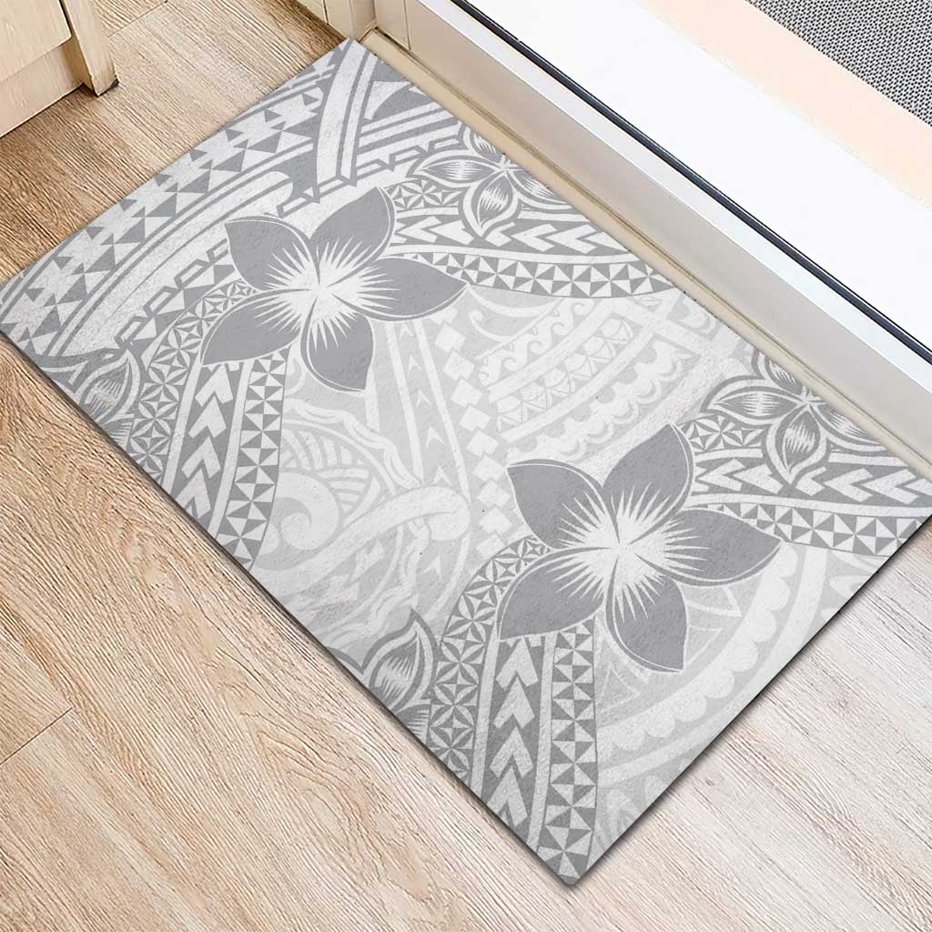 Lotu Tamaiti White Sunday Rubber Doormat Pacific Plumeria Flowers - White Version LT9 - Polynesian Pride