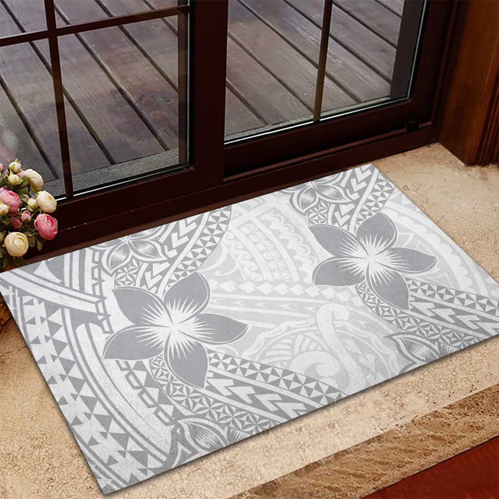 Lotu Tamaiti White Sunday Rubber Doormat Pacific Plumeria Flowers - White Version LT9 - Polynesian Pride