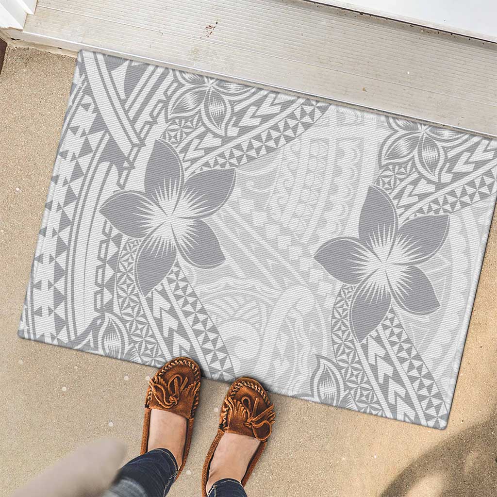Lotu Tamaiti White Sunday Rubber Doormat Pacific Plumeria Flowers - White Version LT9 - Polynesian Pride