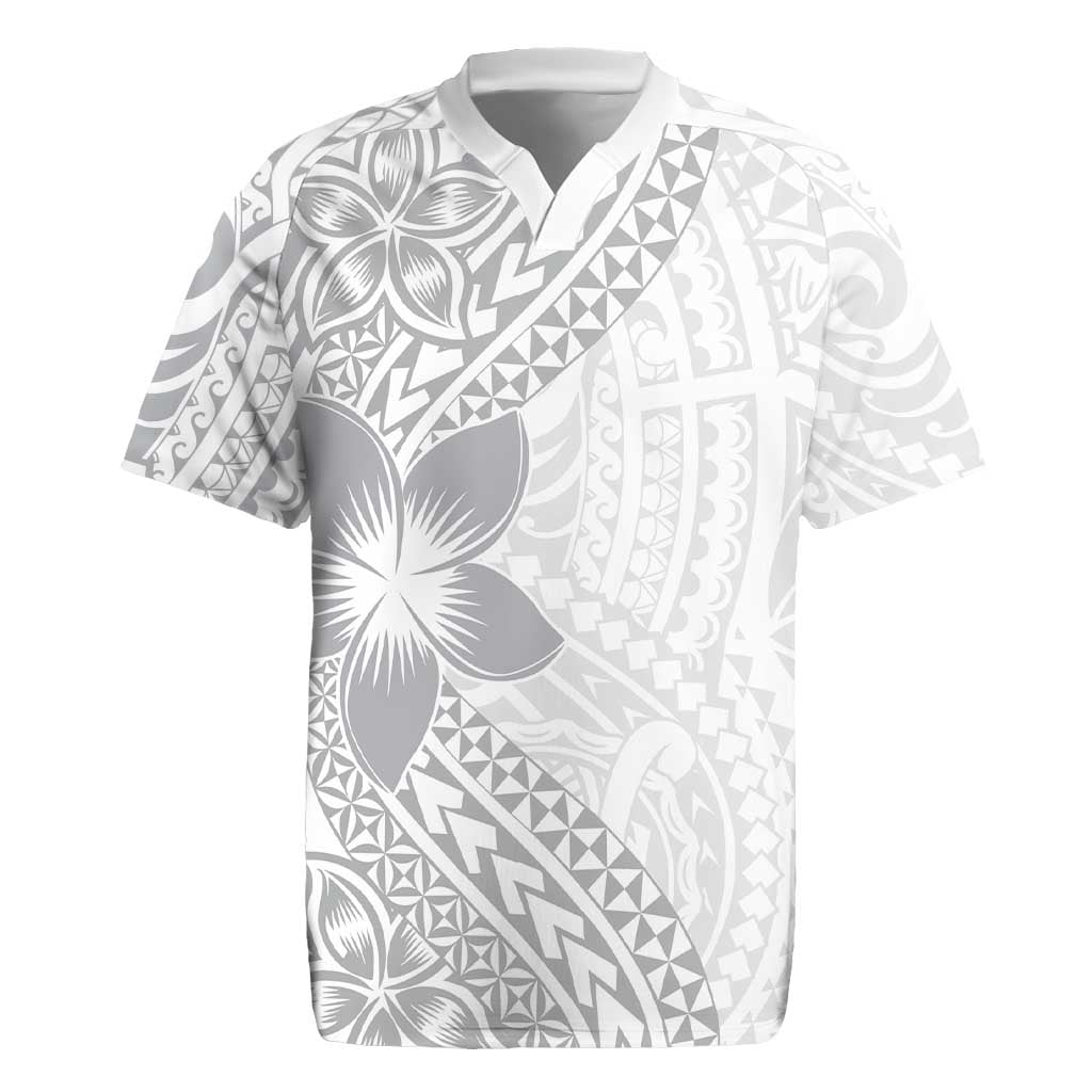 Lotu Tamaiti White Sunday Rugby Jersey Pacific Plumeria Flowers - White Version LT9 White - Polynesian Pride