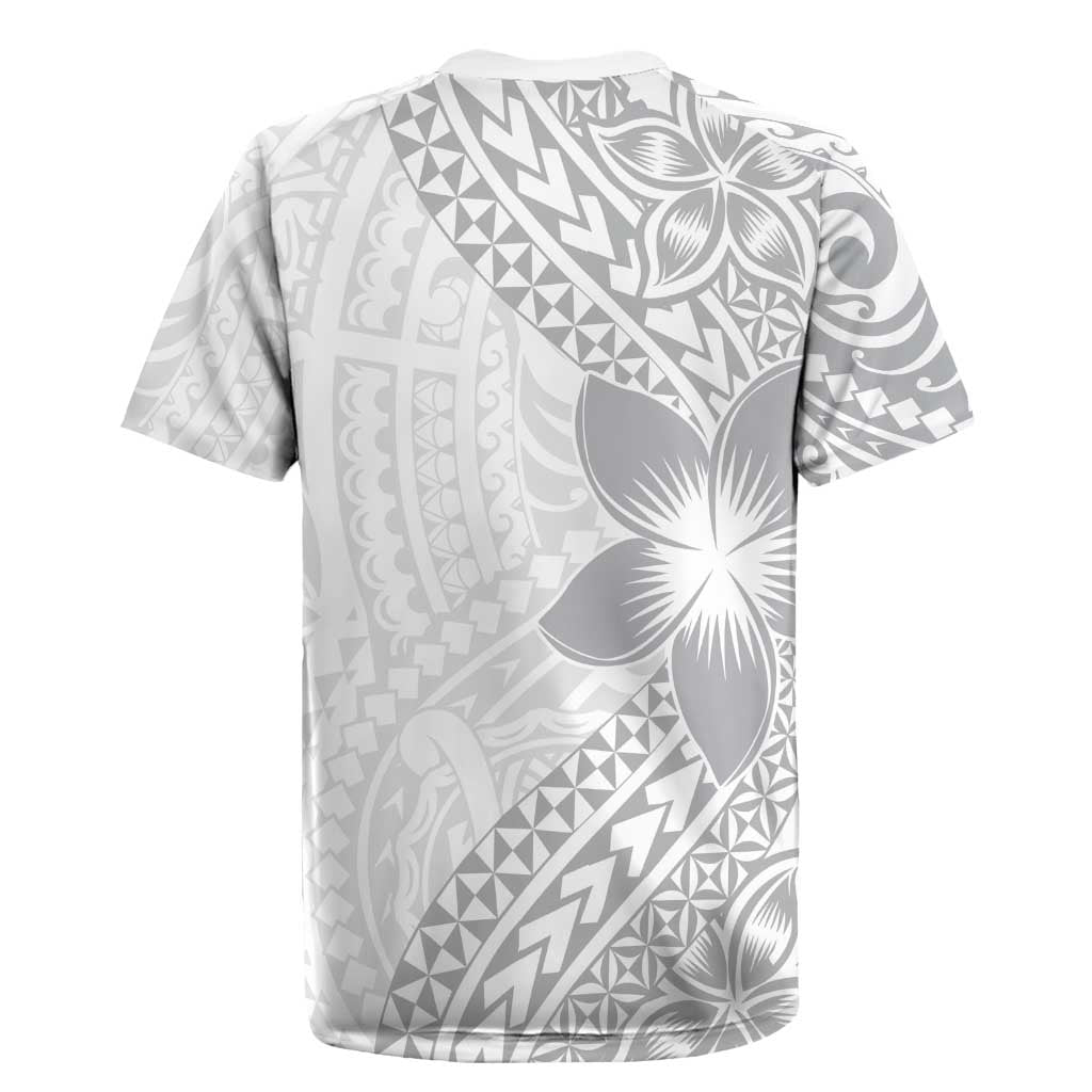 Lotu Tamaiti White Sunday Rugby Jersey Pacific Plumeria Flowers - White Version LT9 - Polynesian Pride