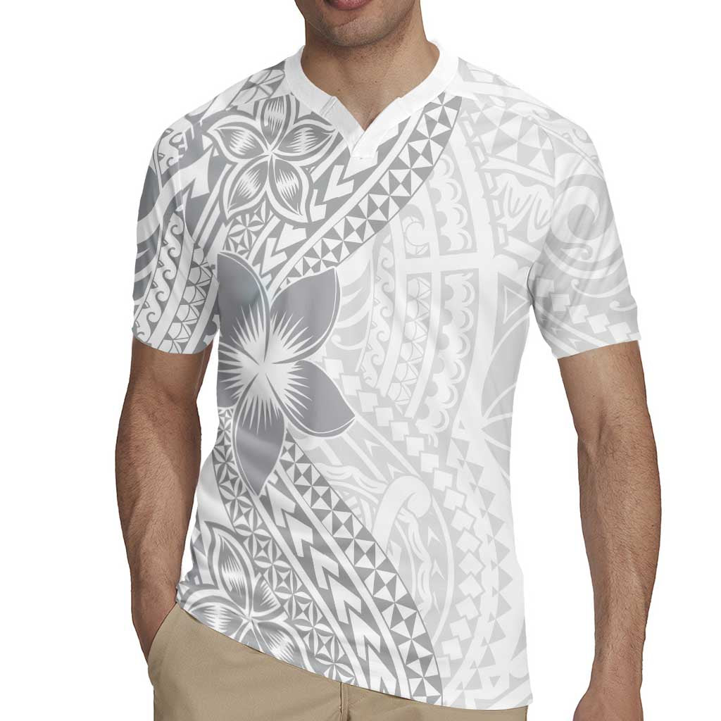 Lotu Tamaiti White Sunday Rugby Jersey Pacific Plumeria Flowers - White Version LT9 - Polynesian Pride
