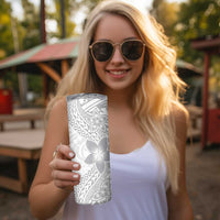 Lotu Tamaiti White Sunday Skinny Tumbler Pacific Plumeria Flowers - White Version