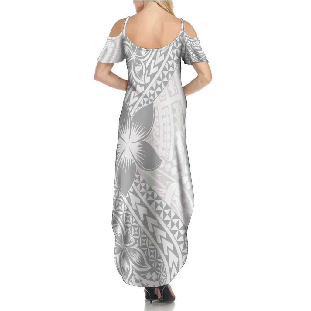 Lotu Tamaiti White Sunday Summer Maxi Dress Pacific Plumeria Flowers - White Version LT9 - Polynesian Pride