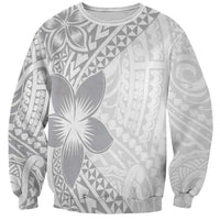Lotu Tamaiti White Sunday Sweatshirt Pacific Plumeria Flowers - White Version LT9 Unisex White - Polynesian Pride