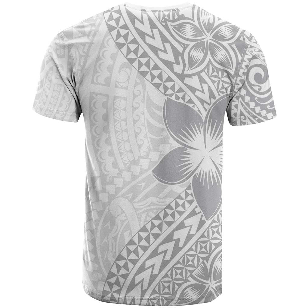 Lotu Tamaiti White Sunday T Shirt Pacific Plumeria Flowers - White Version