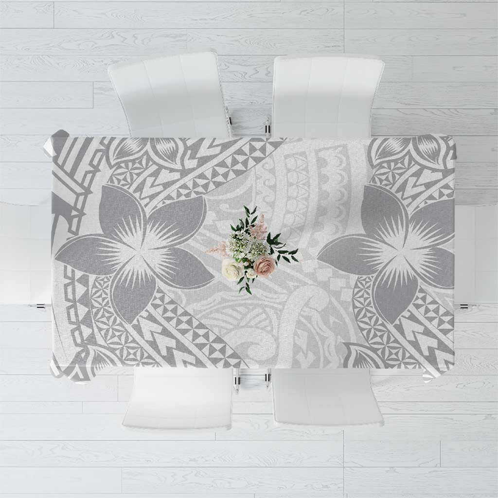 Lotu Tamaiti White Sunday Tablecloth Pacific Plumeria Flowers - White Version