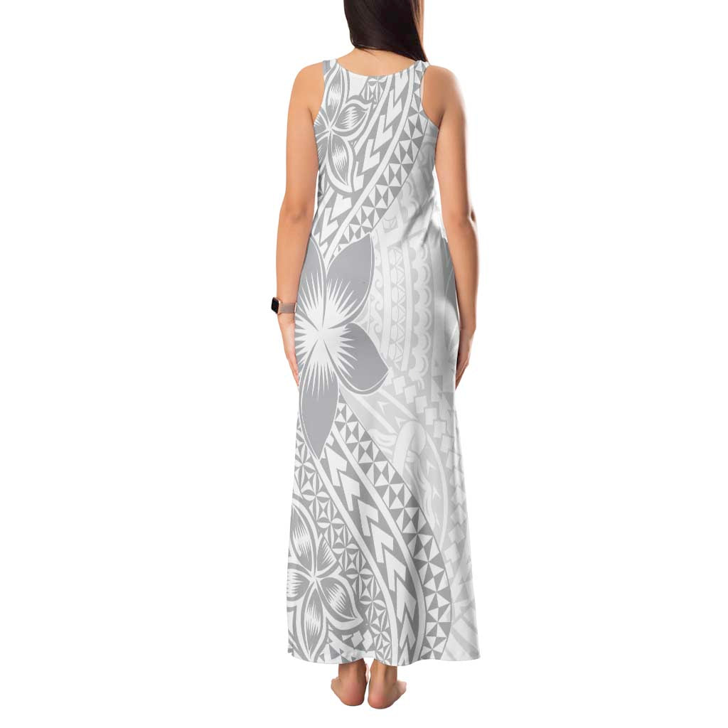 Lotu Tamaiti White Sunday Tank Maxi Dress Pacific Plumeria Flowers - White Version LT9 - Polynesian Pride