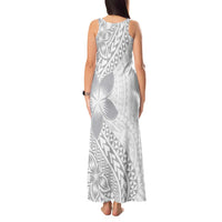Lotu Tamaiti White Sunday Tank Maxi Dress Pacific Plumeria Flowers - White Version LT9 - Polynesian Pride