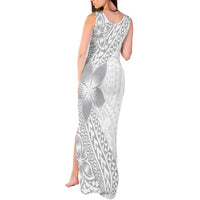 Lotu Tamaiti White Sunday Tank Maxi Dress Pacific Plumeria Flowers - White Version LT9 - Polynesian Pride