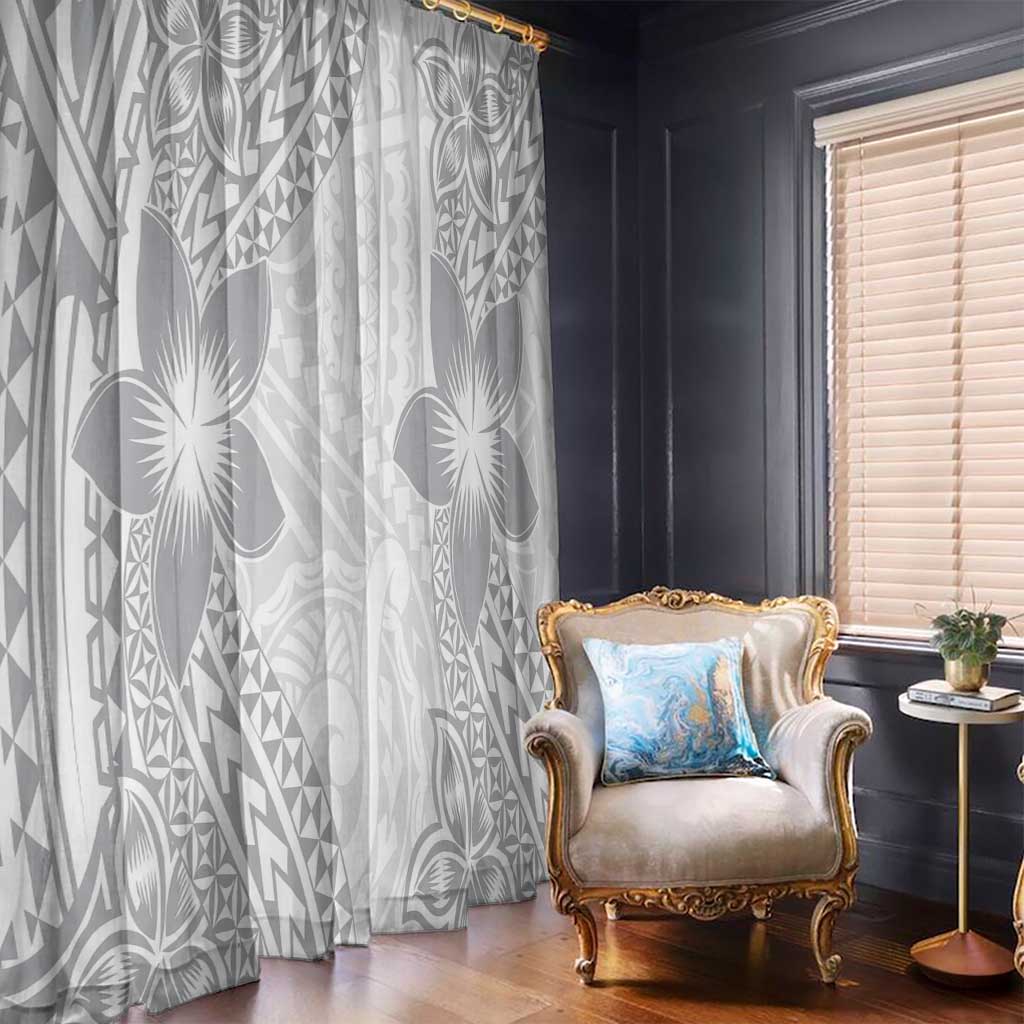 Lotu Tamaiti White Sunday Window Curtain Pacific Plumeria Flowers - White Version LT9 - Polynesian Pride