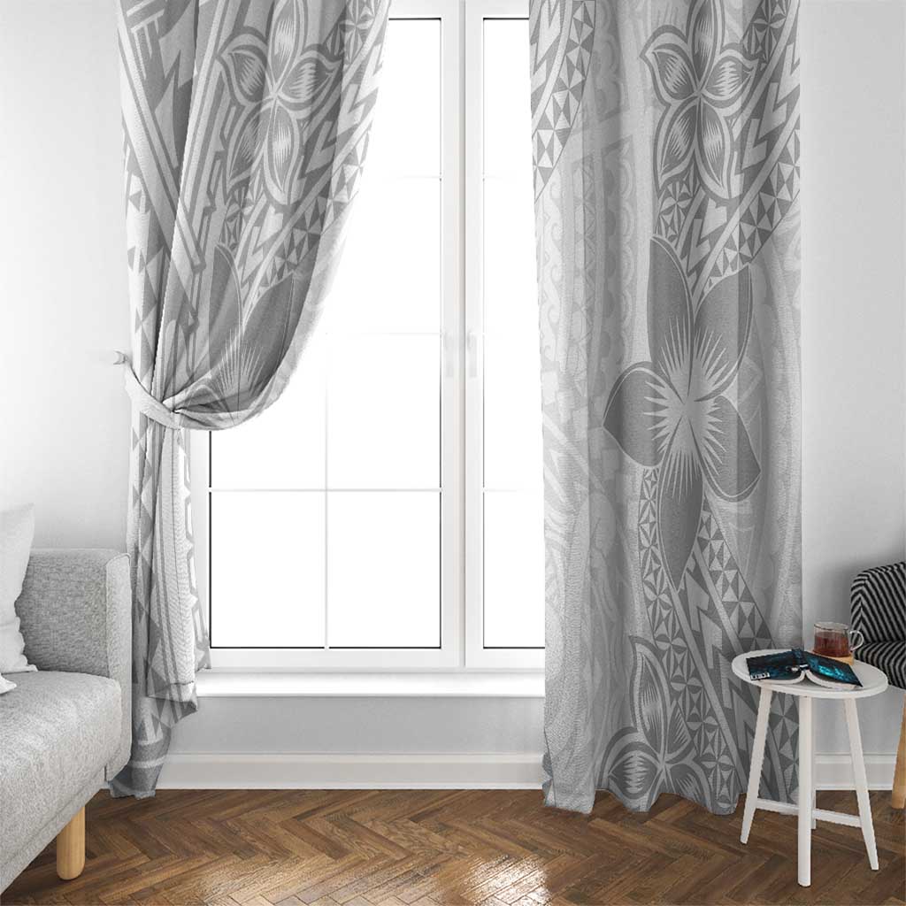 Lotu Tamaiti White Sunday Window Curtain Pacific Plumeria Flowers - White Version LT9 - Polynesian Pride