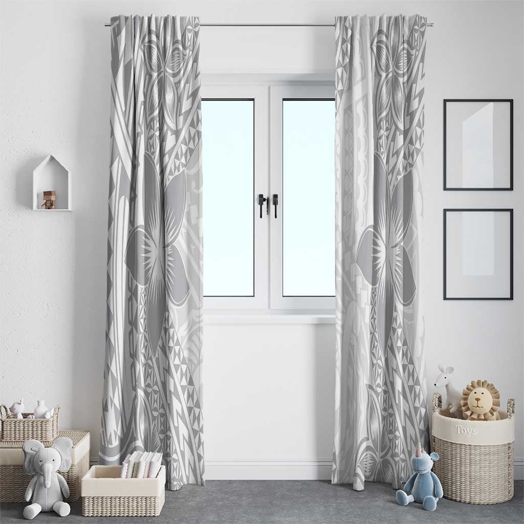 Lotu Tamaiti White Sunday Window Curtain Pacific Plumeria Flowers - White Version LT9 - Polynesian Pride