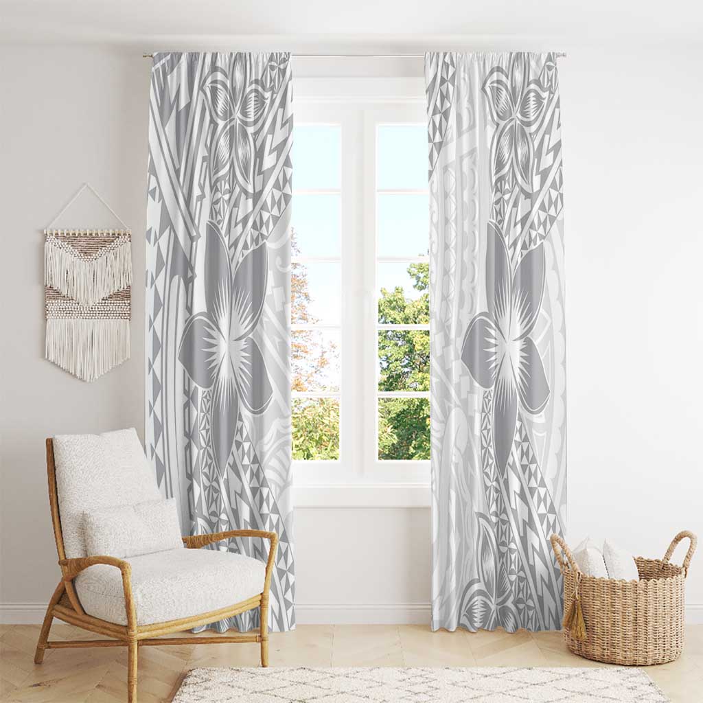 Lotu Tamaiti White Sunday Window Curtain Pacific Plumeria Flowers - White Version LT9 - Polynesian Pride