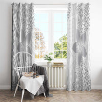 Lotu Tamaiti White Sunday Window Curtain Pacific Plumeria Flowers - White Version LT9 - Polynesian Pride