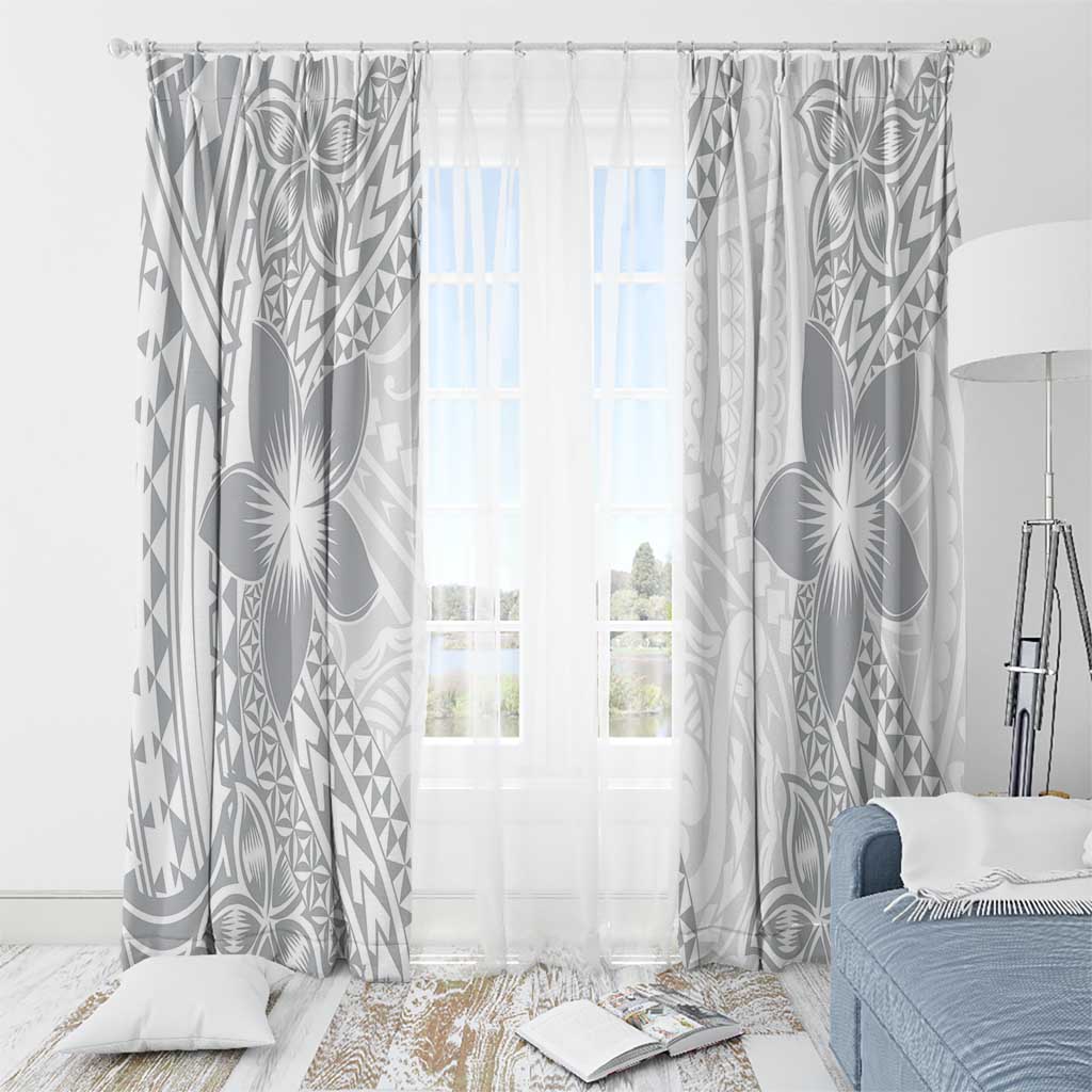 Lotu Tamaiti White Sunday Window Curtain Pacific Plumeria Flowers - White Version LT9 - Polynesian Pride