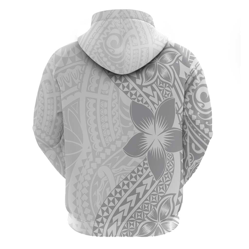 Lotu Tamaiti White Sunday Zip Hoodie Pacific Plumeria Flowers - White Version