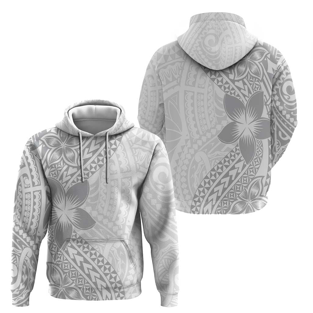 Lotu Tamaiti White Sunday Zip Hoodie Pacific Plumeria Flowers - White Version