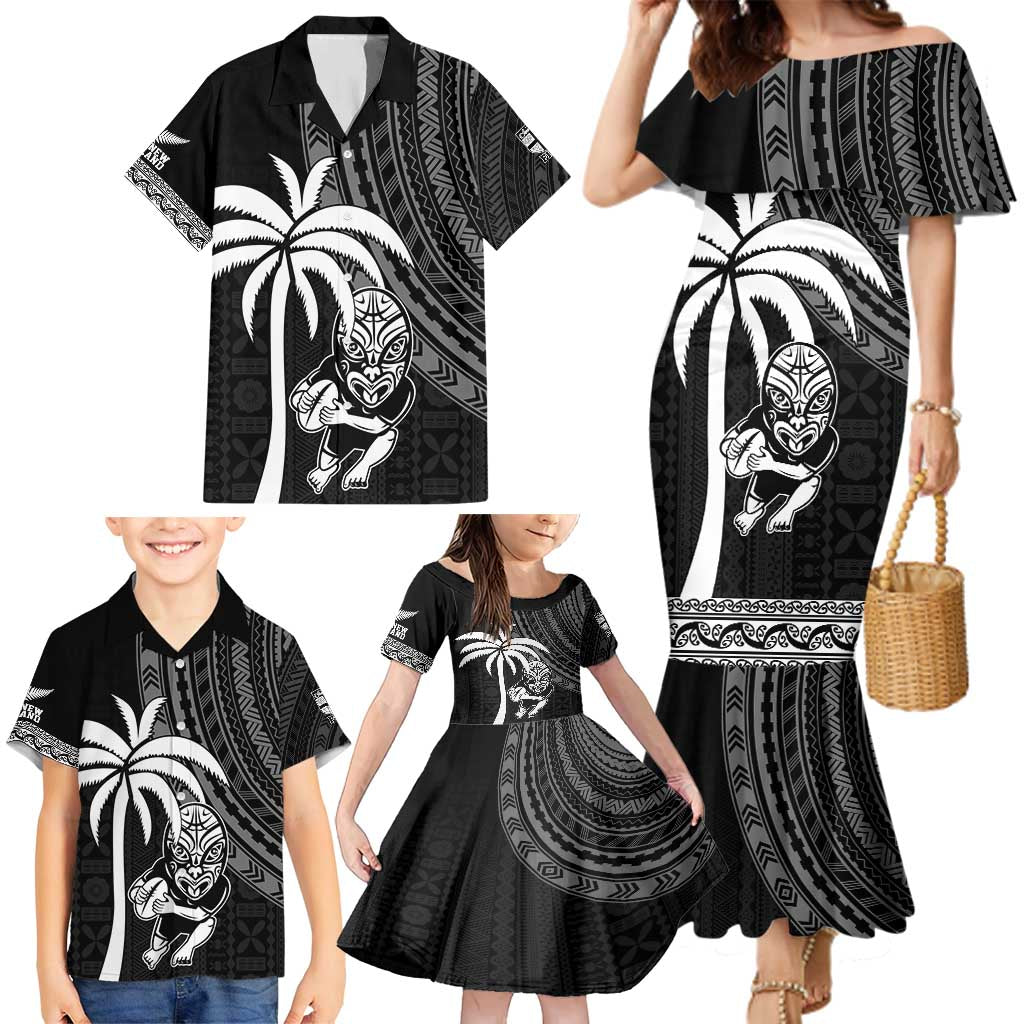 Custom Fiji New Zealand Rugby Family Matching Mermaid Dress and Hawaiian Shirt Make History Together