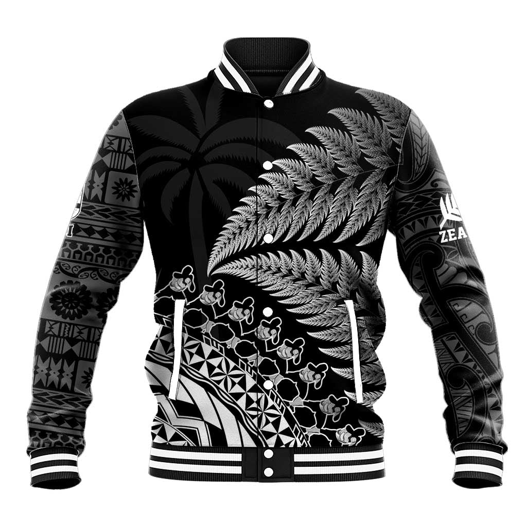 Custom Fiji New Zealand Rugby Baseball Jacket Cibi Dance with Black Fern