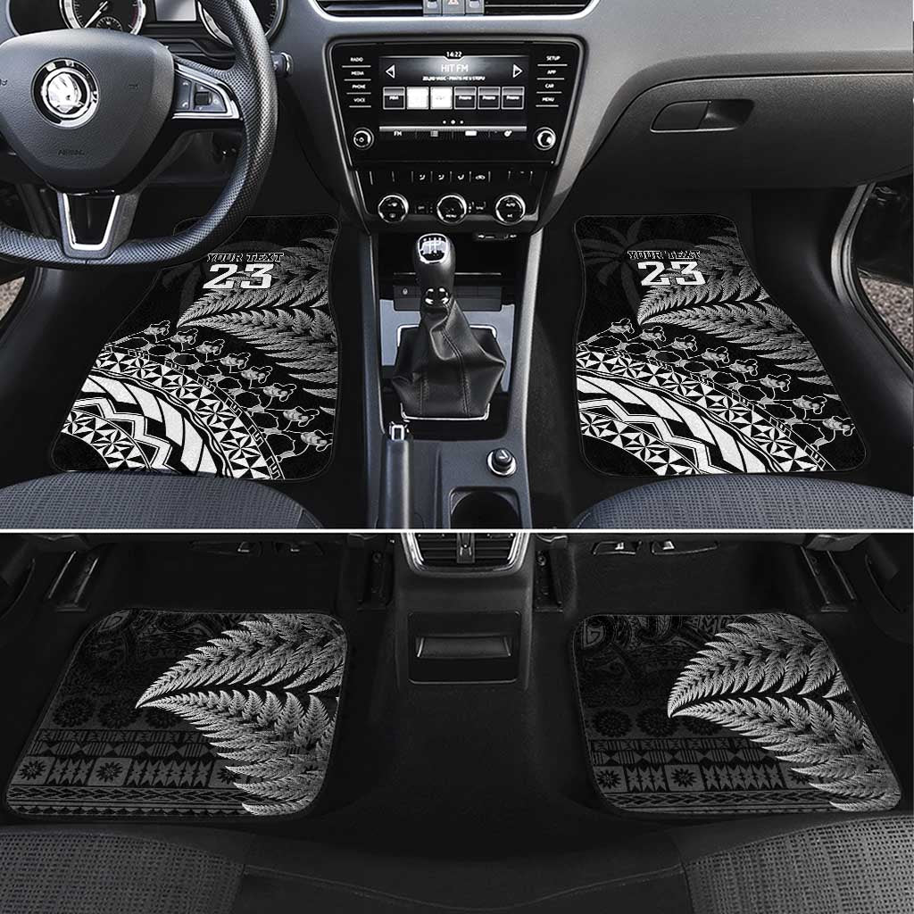 Custom Fiji New Zealand Rugby Car Mats Cibi Dance with Black Fern