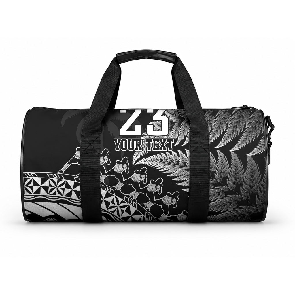 Custom Fiji New Zealand Maori Rugby Duffle Bag Cibi Dance with Black Fern LT9 One size Black - Polynesian Pride