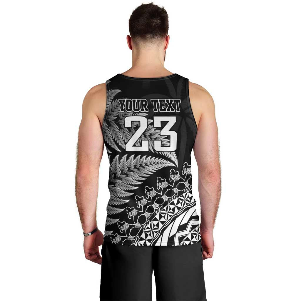 Custom Fiji New Zealand Rugby Men Tank Top Cibi Dance with Black Fern