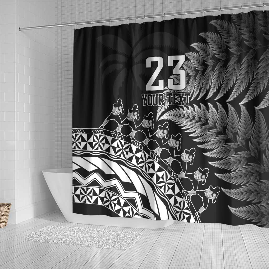 Custom Fiji New Zealand Rugby Shower Curtain Cibi Dance with Black Fern