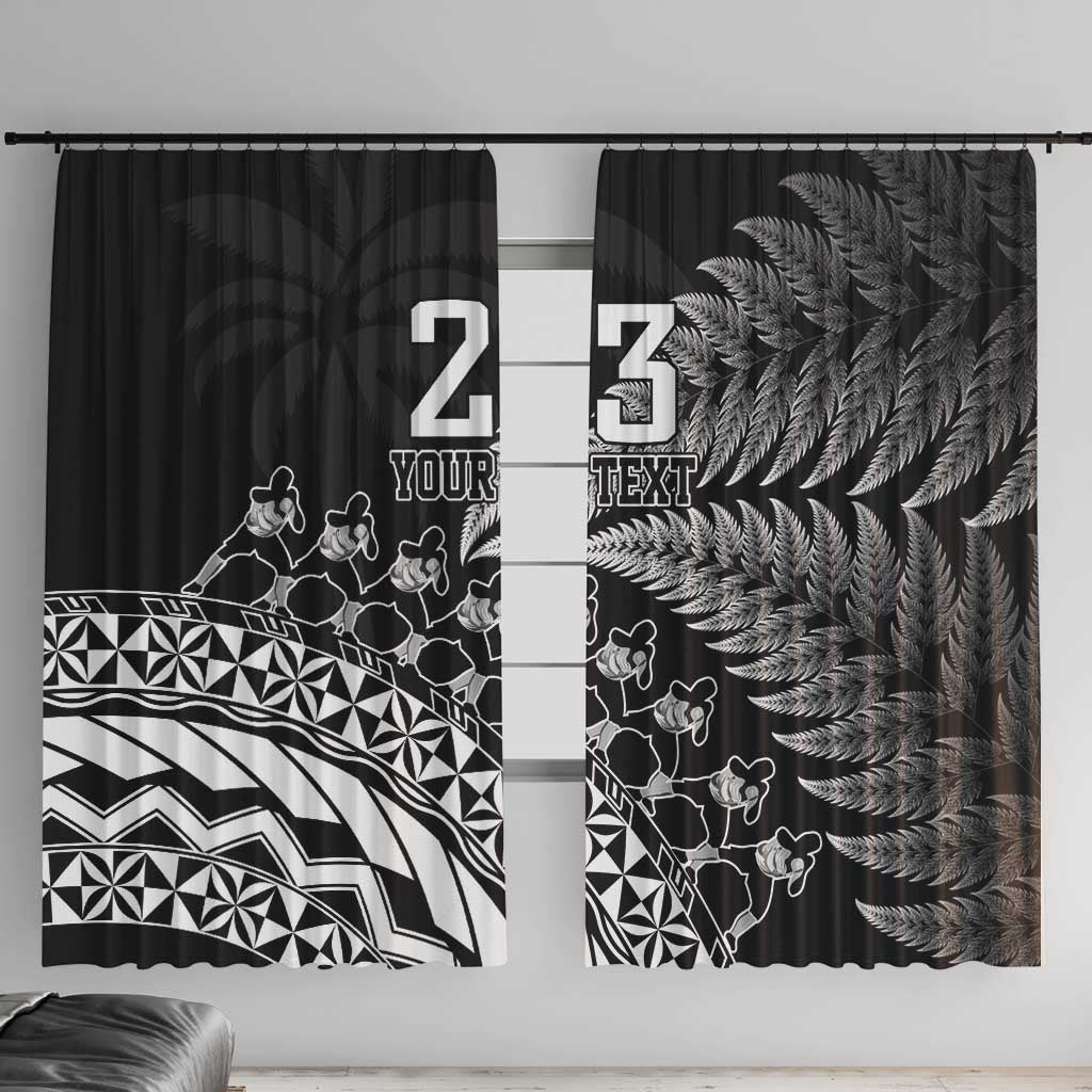 Custom Fiji New Zealand Rugby Window Curtain Cibi Dance with Black Fern