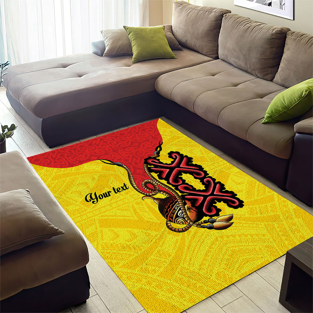 Personalised Papua New Guinea Oro Necklace Area Rug Gold Melanesia Traditional Pattern