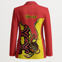 Personalised Papua New Guinea Oro Necklace Blazer Gold Melanesia Traditional Pattern