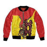 Personalised Papua New Guinea Oro Necklace Bomber Jacket Gold Melanesia Traditional Pattern