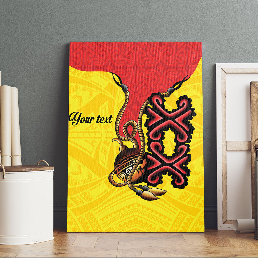 Personalised Papua New Guinea Oro Necklace Canvas Wall Art Gold Melanesia Traditional Pattern