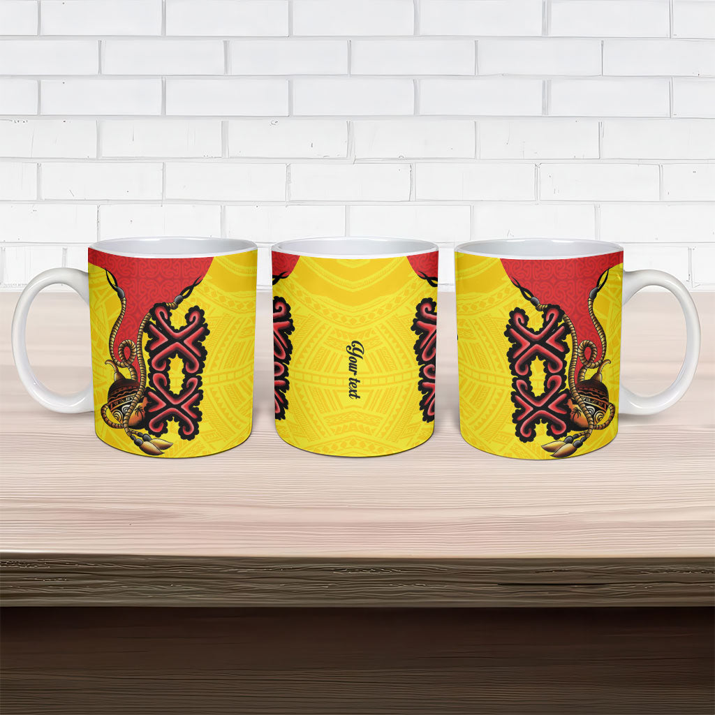 Personalised Papua New Guinea Oro Necklace Ceramic Mug Gold Melanesia Traditional Pattern