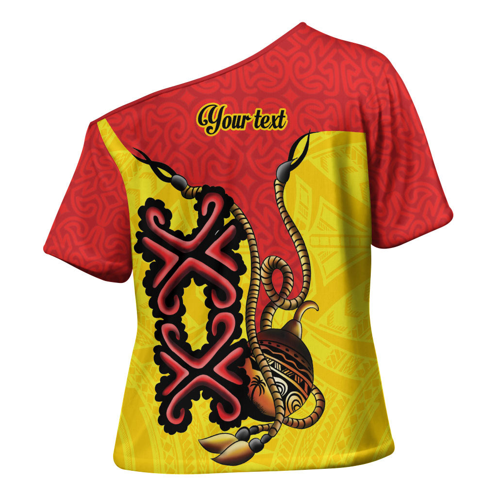 Personalised Papua New Guinea Oro Necklace Cross Shoulder Shirt Gold Melanesia Traditional Pattern
