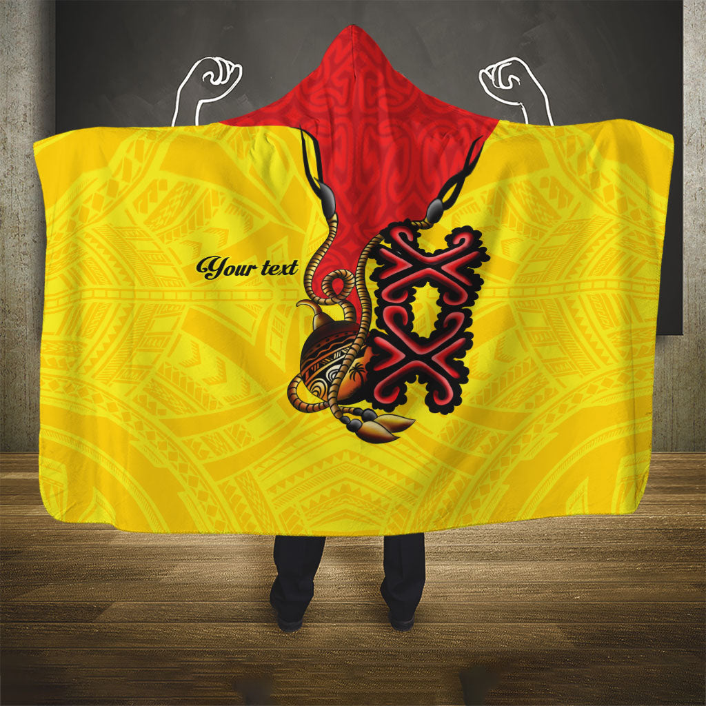 Personalised Papua New Guinea Oro Necklace Hooded Blanket Gold Melanesia Traditional Pattern