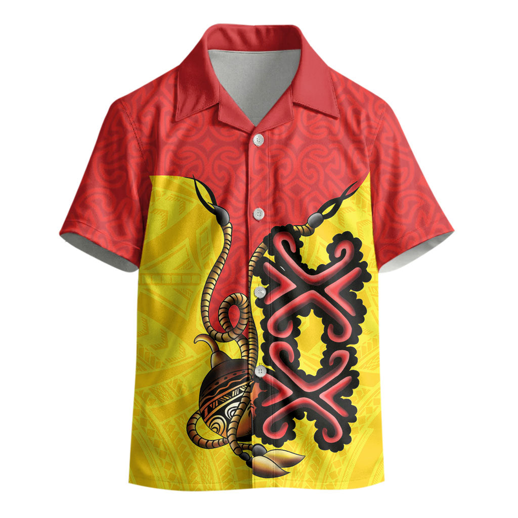Personalised Papua New Guinea Oro Necklace Kid Hawaiian Shirt Gold Melanesia Traditional Pattern