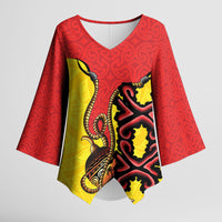 Personalised Papua New Guinea Oro Necklace Kimono Sleeve Blouse Gold Melanesia Traditional Pattern LT9 Female Gold - Polynesian Pride