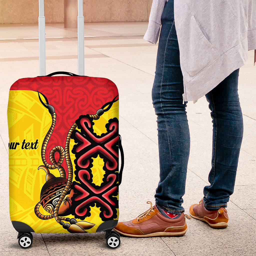 Personalised Papua New Guinea Oro Necklace Luggage Cover Gold Melanesia Traditional Pattern