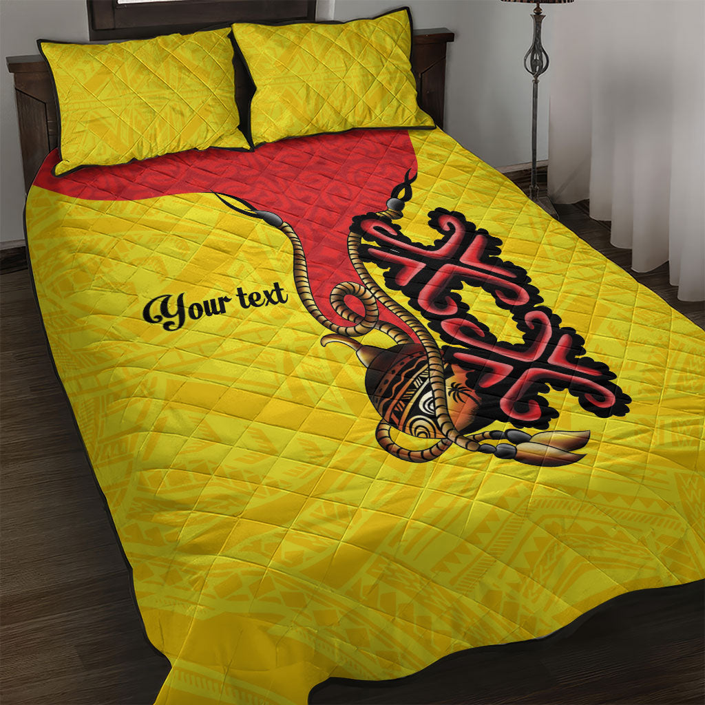Personalised Papua New Guinea Oro Necklace Quilt Bed Set Gold Melanesia Traditional Pattern
